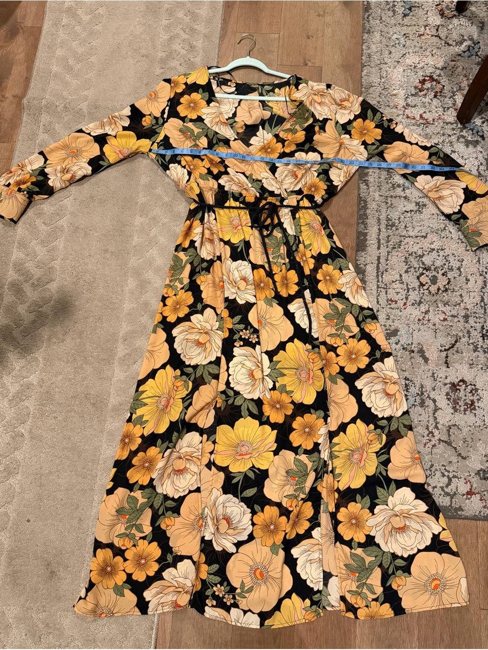Black Floral Maxi Dress with Yellow & Cream Blooms
